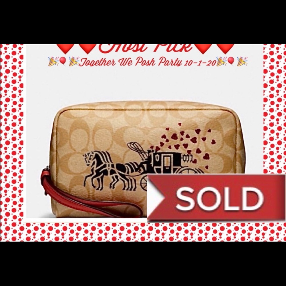 Coach Cosmetic Bag with Hearts Motif